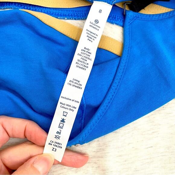 Lululemon Blue White & Black Stripe Contentment Triangle Tank Top, Size 8 - Picture 14 of 14